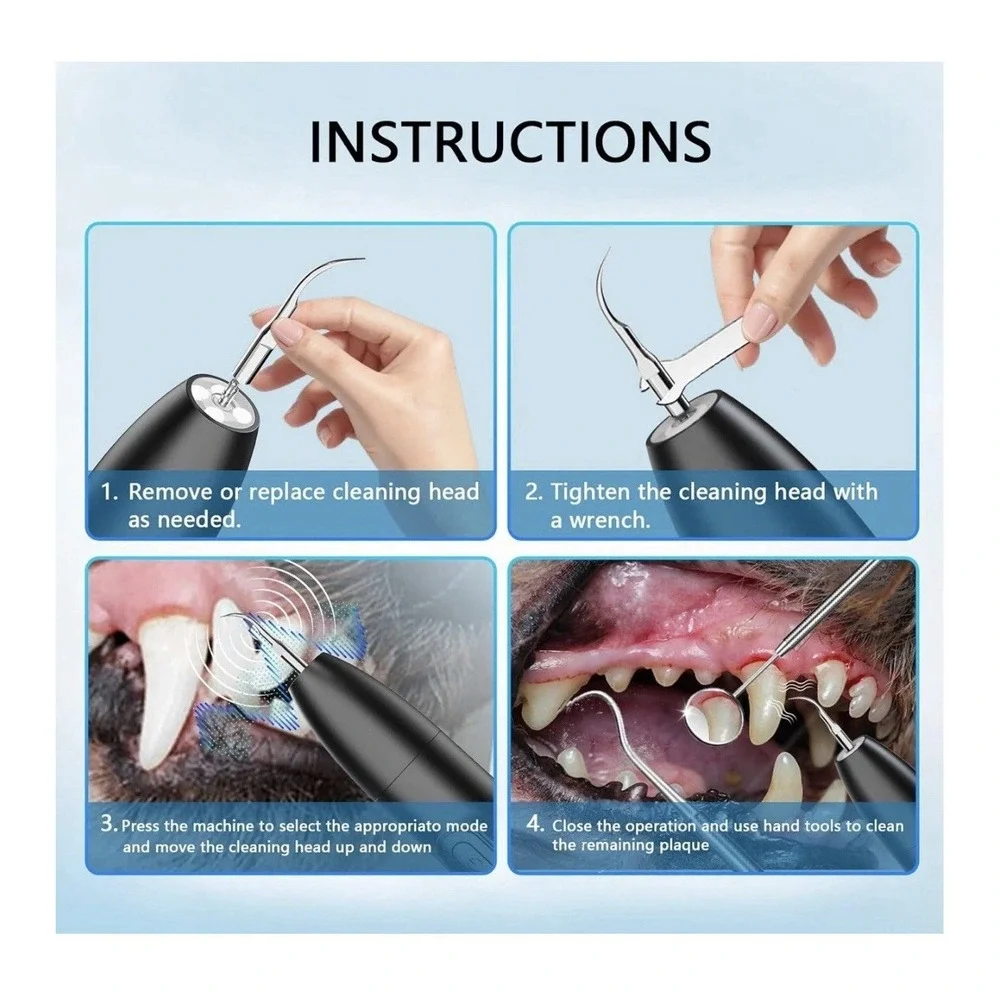 NEENCE Dog Electric Toothbrush Ultrasonic Teeth Cleaner with LED Light for Dogs